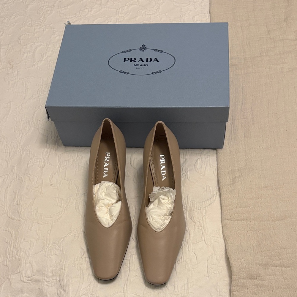 Prada Women's Beige Leather Heels